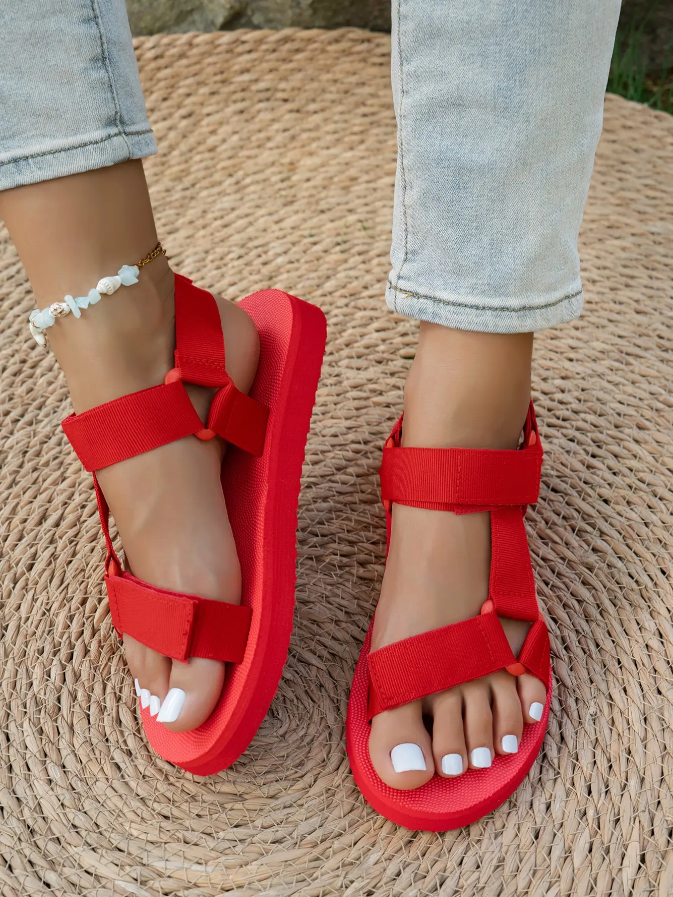 Women's Adjustable Travel Beach Sandals, Non-Slip Rubber Sole, Lightweight & Durable, Ideal for Spring/summer Outdoor Activities