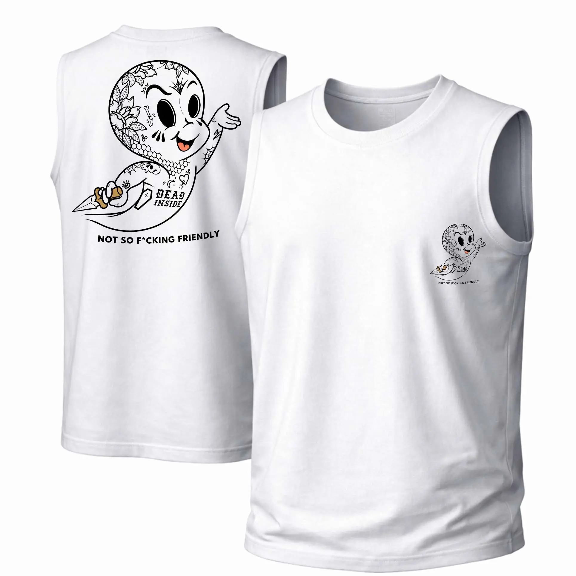 Men's Cotton Sleeveless Tank Top -"Not So Fucking Friendly" Printed Style. This Is A Casual Item Suitable For Both Men And Women, Especially Perfect For Spring And Summer; The Cool Print And Classic Crew Neck Cut