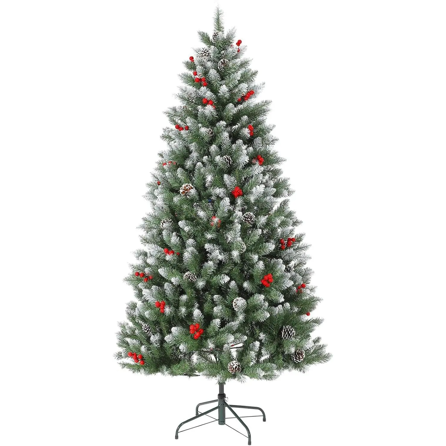 6ft Pre-Lit Artificial Christmas Tree, 876 Tips, 350 LED Lights. 8 Lighting Modes (Warm White/Multi-Color). PVC Branches, Metal Stand. For Home, Office, Party. Easy Assembly, Fire-Resistant. Xmas Decor