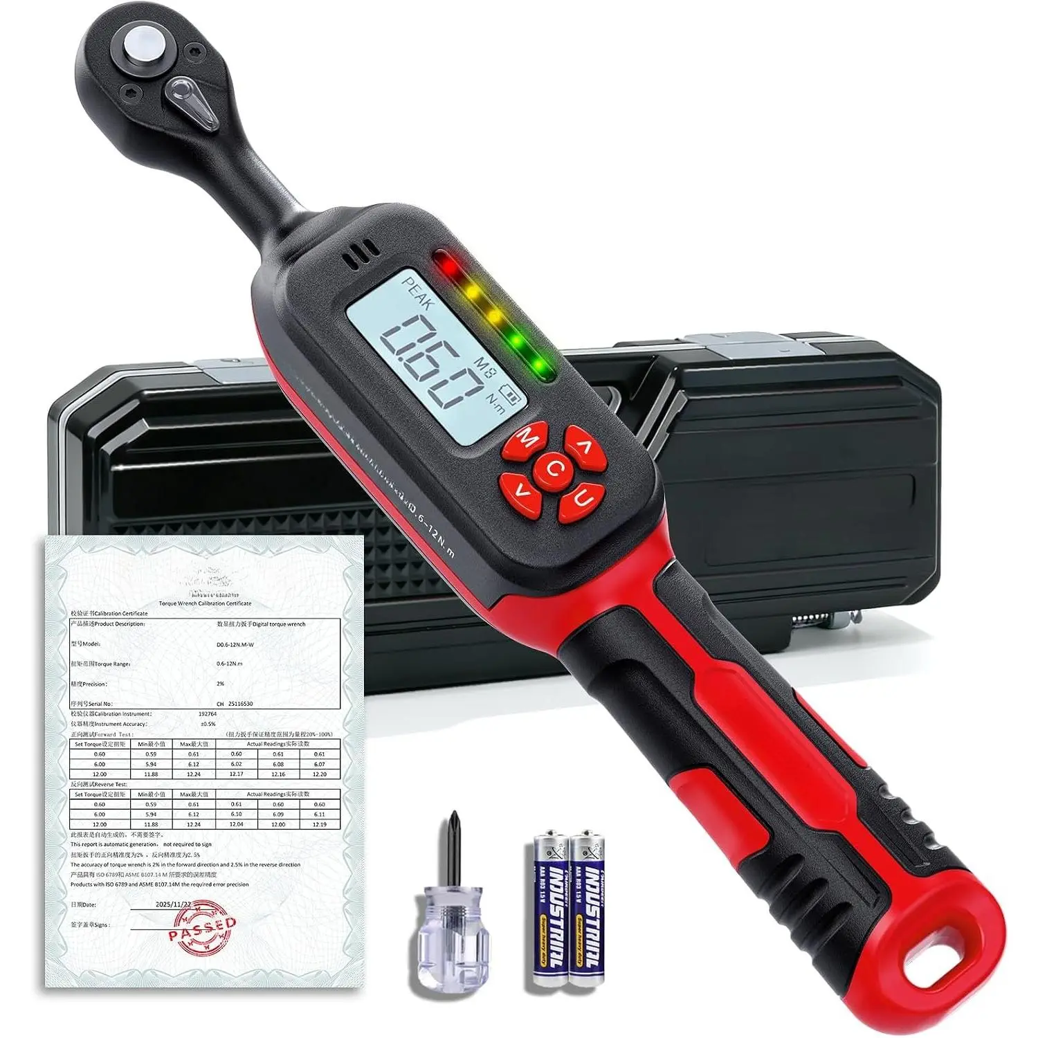 1/4" Digital Torque Wrench, 0.6-12 N.m / 0.4-9 Ft.lb, ±2% | Precision You Can Trust, Triple  Protection,  Measurement Modes, Easy-to-Read LED Display, 4 Units for Mechanics