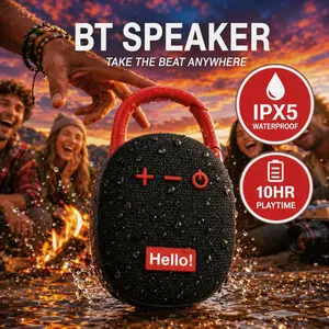 IPX5 Waterproof Clip Bluetooth Speaker, 5W Mini Wireless Speaker with 8H Playtime, TWS Stereo, TF Card & AUX Support, Portable Outdoor Speaker for Hiking Shower Camping, Multiple Colors