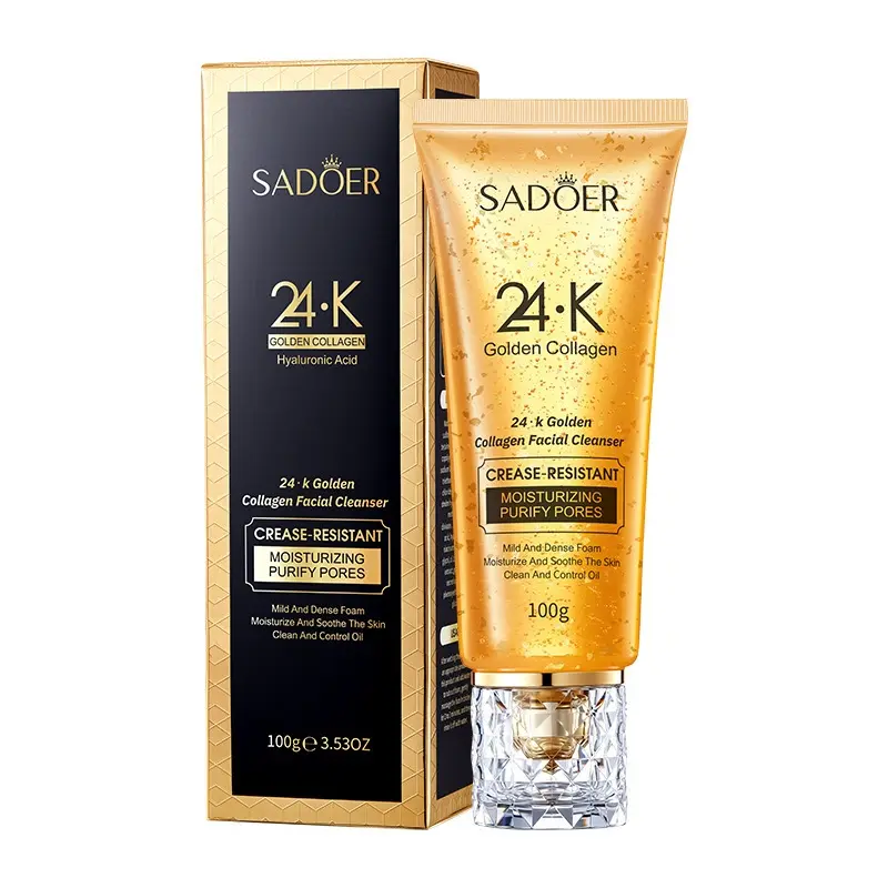 Hydrating 24K Golden Collagen Face Cleanser, Gentle Moisturizing Refreshing Skin Wash for All Skin Types Morning Night Use