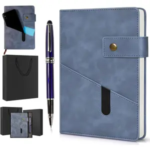 A5 Lined Leather Journal Notebook,Personalized Hardcover Journal Set with Pen & Gift Box,100Pages 100gsm Thick Ruled Paper Daily Diary for Men Women School,Travel,Business,Work,Home Writing