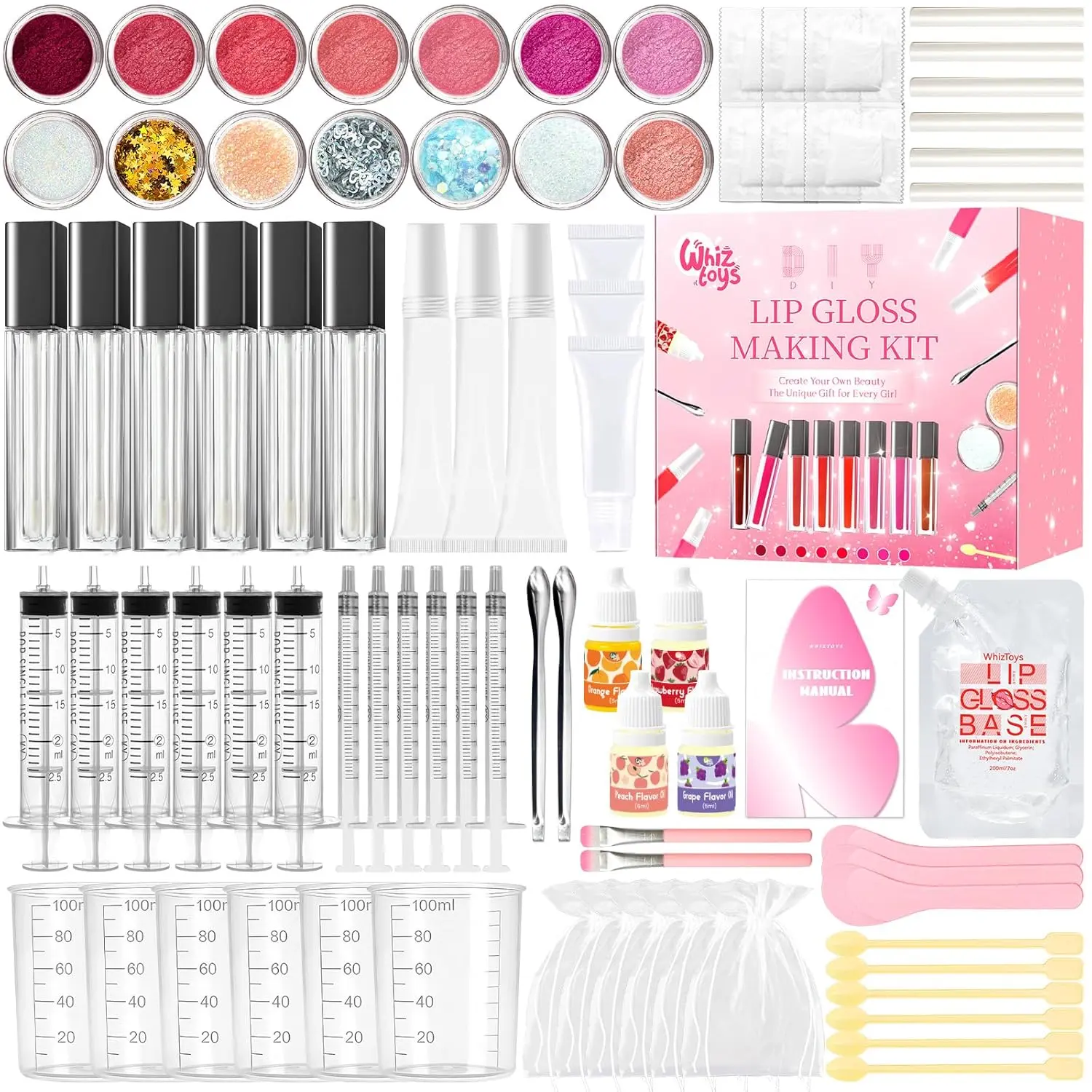 Lip Gloss Making Kit, Lip Gloss Kit, Diy Lipgloss Set, Fun Make Your Own Lipgloss Kids,Party Birthday Gifts for Girls, Women, Moisturizing Lip Gloss Base