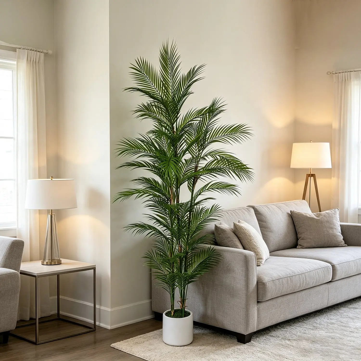 1Pcs 85-190cm Artificial Palm Tree potted, Fake Plant Decor for Indoor/outdoor, Living Room, Balcony, Holiday, Wedding, Christmas, Thanksgiving, Artificial Palm Plants
