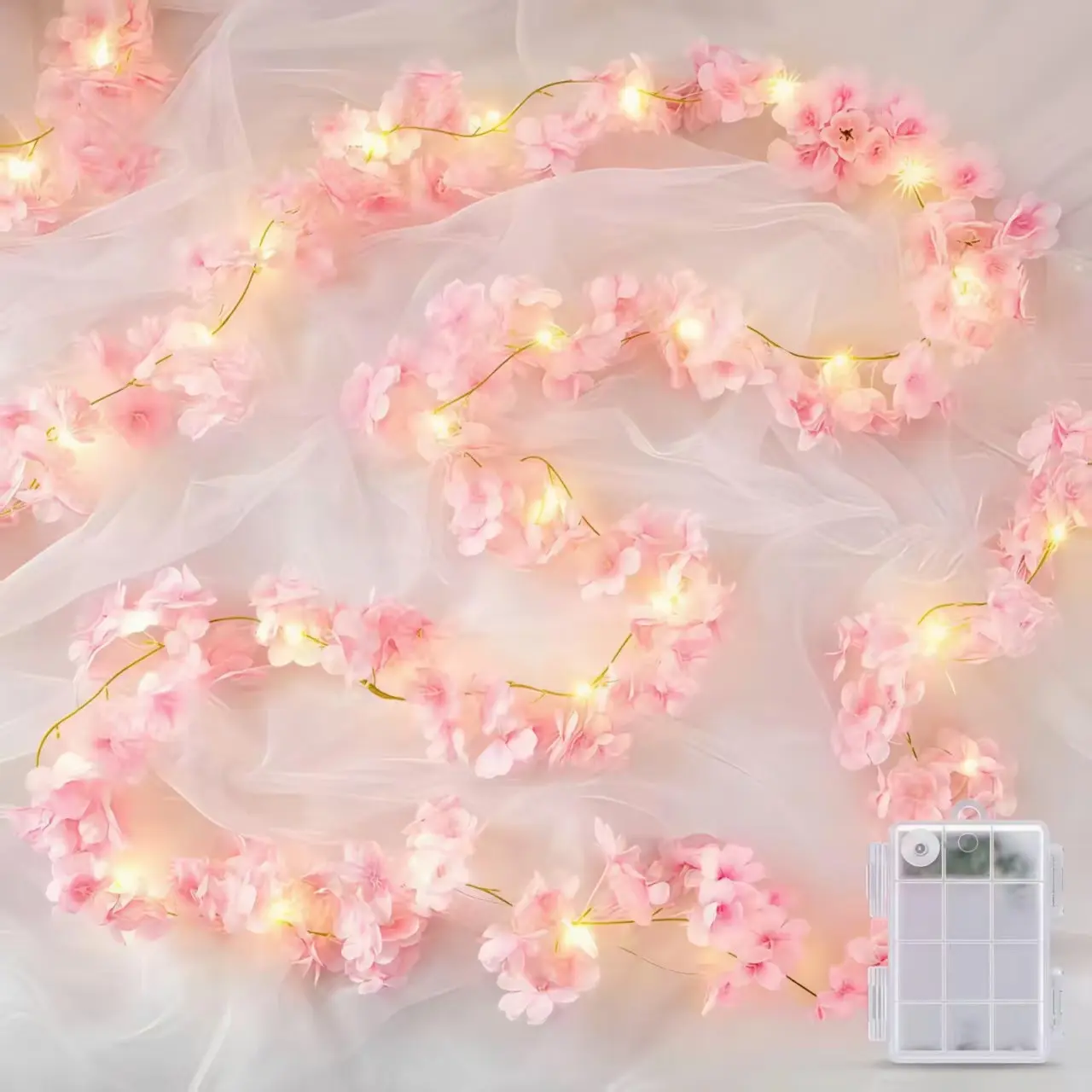 LED Cherry Blossom String Lights, Warm & Glow, Atmosphere Light, Atmosphere Lighting, Outdoor/indoor Decor, Led Decoration, Energy-Saving Fairy Lights, Aa Battery Powered