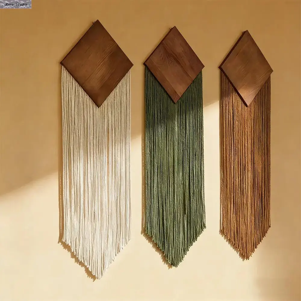 Macrame Wall Hanging Handmade Woven Tapestry, Dip Dyed Boho Wall Decor, Large Fiber Wall Art for Bedroom, Living Room, Apartment, Headboard, Fireplace Mantel, Modern Rustic Home Decor Gift
