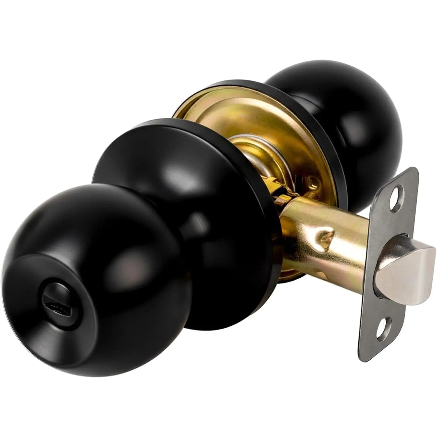 Door Knob Keyless Door Knobs Interior with Lock Bathroom Door Knob with Lock Matte Black Doorknob