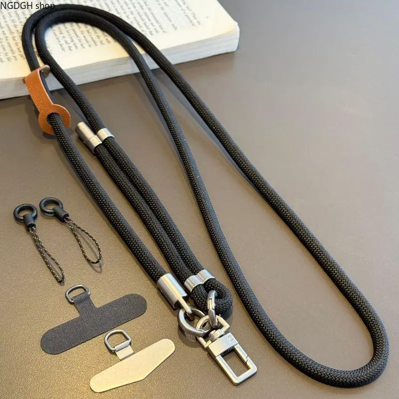 Popular Thick Braided Rope Phone Crossbody Strap,Heavy Duty Detachable Neck Lanyard with Tether Patches,Anti‑Drop Smartphone Lanyard for Hiking Commute Vacation Cellphone