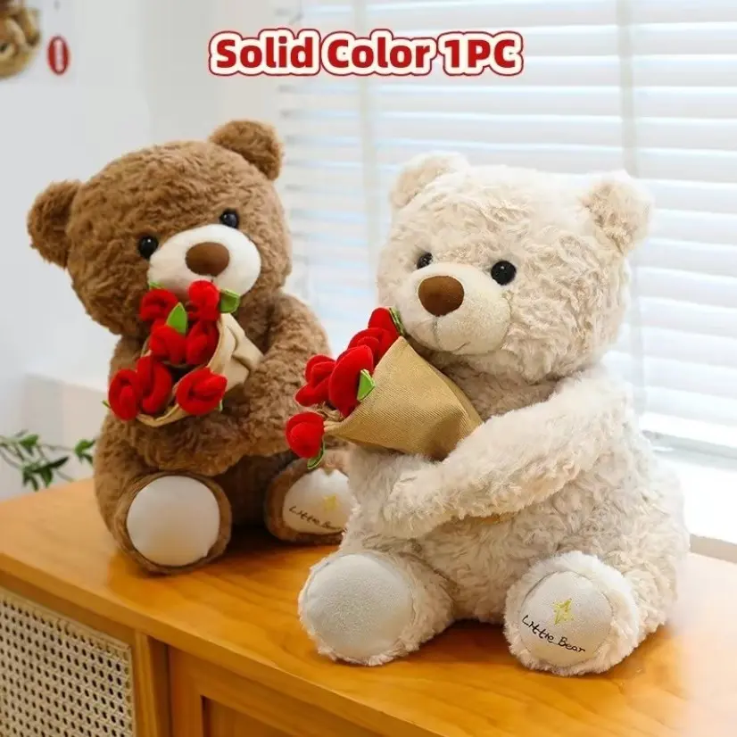 Bear Doll with Rose Bouquet, Cute Bear Design, Perfect Gift for Valentine's Day, Birthday, Anniversary, Romantic Occasions, Ideal Present for Loved Ones