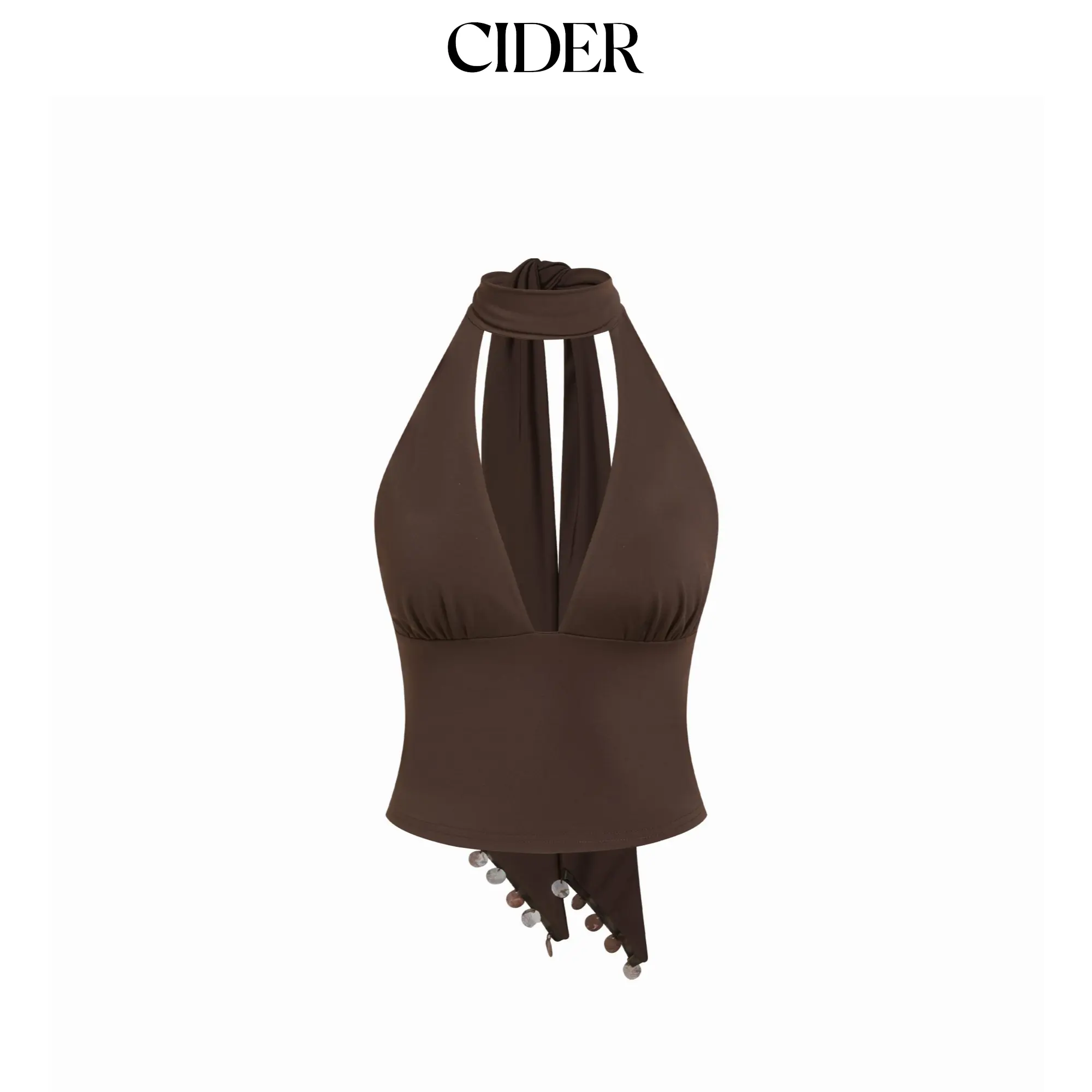 Cider High Stretch Halter Neckline Crop Tank Top with Scarf SummerWins SummerFinds