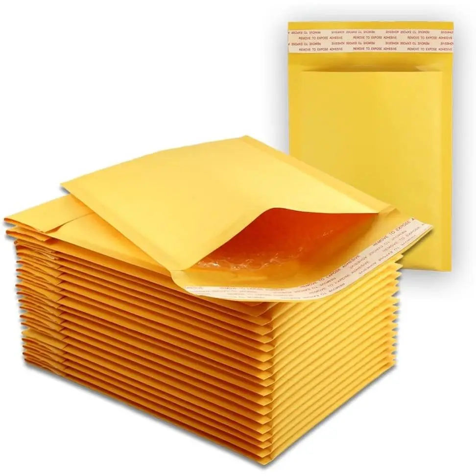 #W, 5" x 8", 5 Pack, Kraft Bubble Mailers Padded Shipping Envelopes Self Seal Small Size