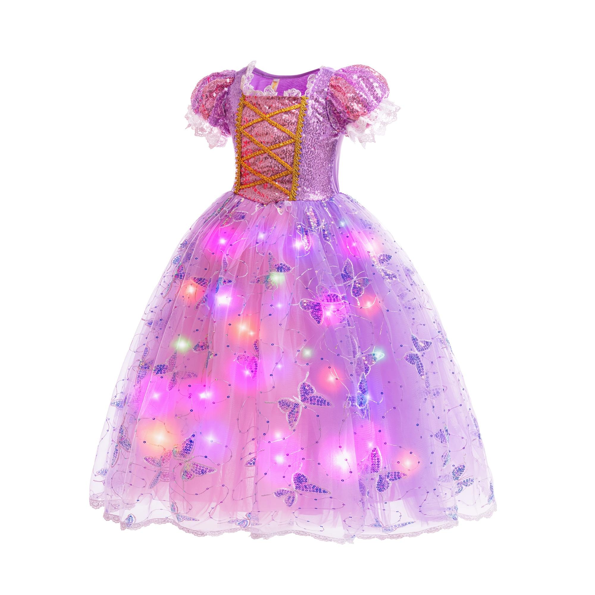 (New)Girl's Light-Up Princess Dress with Gloves, Lining - Perfect Themed Parties and Holiday Gifts, LEADTEX Costume Decoration
