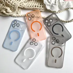 Matte Translucent  Magnetic Phone Case Compatible with iPhone 17 16 15 14 13 12 Pro Max, Full Large Camera Lens Cutout Shockproof Soft Silicone Protective Cover, Multi Pastel Color Slim Anti-Fingerprint Wireless Charging Phone Shell