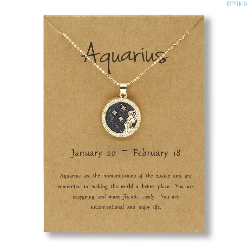 2026 New Gold-Plated Coin Choker Necklace - Adjustable Alloy Jewelry with 12 Zodiac Constellation, Aquarius (Daytime), Aries (Night) Sun-Moon Pendant for Female, Male, Best Friend Daily Wear & Gift, Constellations, Unisex, Zodiac Signs