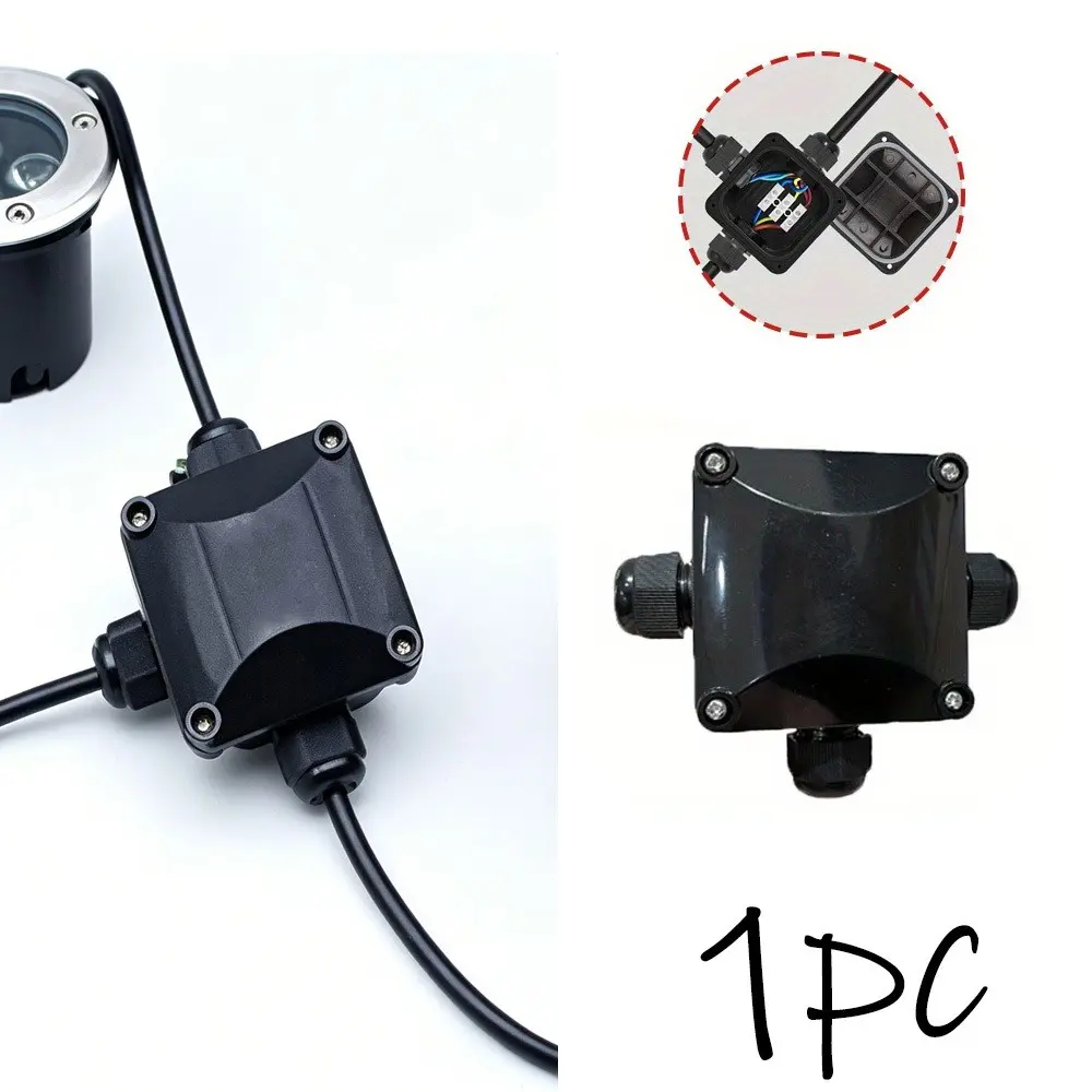 3-channel multi port electrical junction box - weather resistant cable connector for safe and reliable connections - durable and long-lasting, junction box three-way connection - black