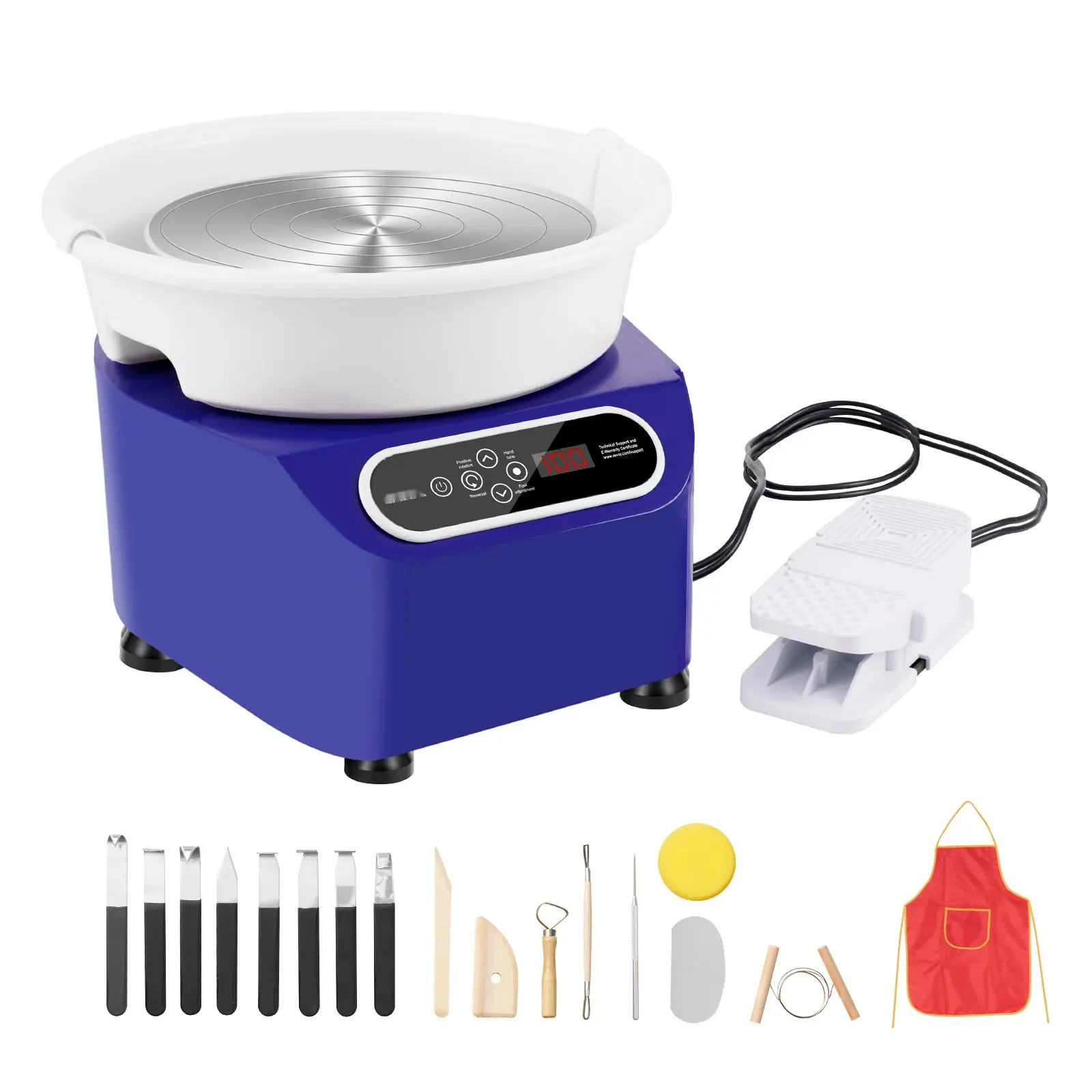 Pottery Wheel, 11-Inch Pottery Forming Machine, 350W Professional Electric Wheel for Pottery with Foot Pedal, LCD Touch Screen, Direct Drive Ceramic Wheel, Includes Shaping Tools, for DIY Art Craft, Home Studio, Blue