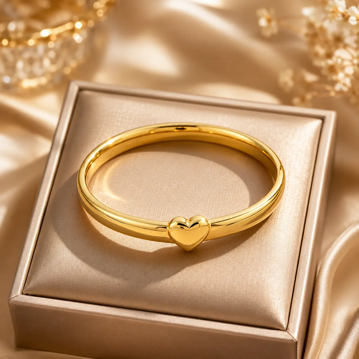 Gold Heart Bracelet, Bangle Bracelet for Women, Open Cuff Bracelet,  Minimalist   Bracelet, Stackable Bracelet, Love Charm Bracelet, Everyday Jewelry, Gifts for Women， Trendy Love Charm Bracelet for Daily Wear, Valentine’s Day and Birthday  adjustable