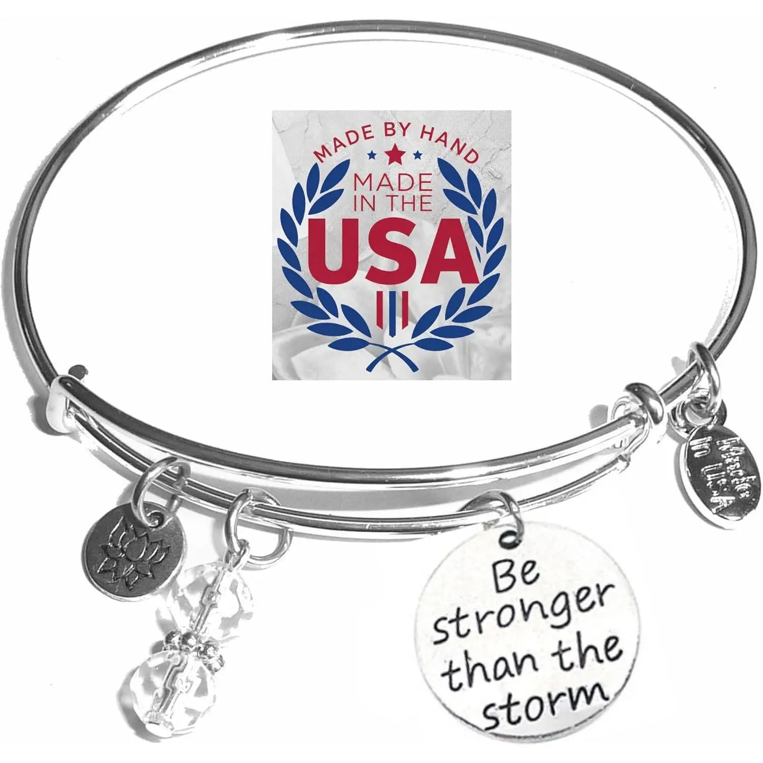 Women's Expandable Charm Bangle Bracelet Handmade USA Stainless Steel Wire Adjustable Gift Jewelry
