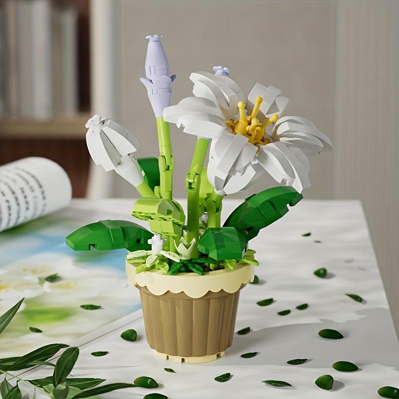Flower Building Blocks, Rose Building Blocks, 1 Set Mini Potted Plant Model Building Blocks, Building Kit Desktop Ornament, Home Decoration, Educational Fun Toys, Birthday Gift