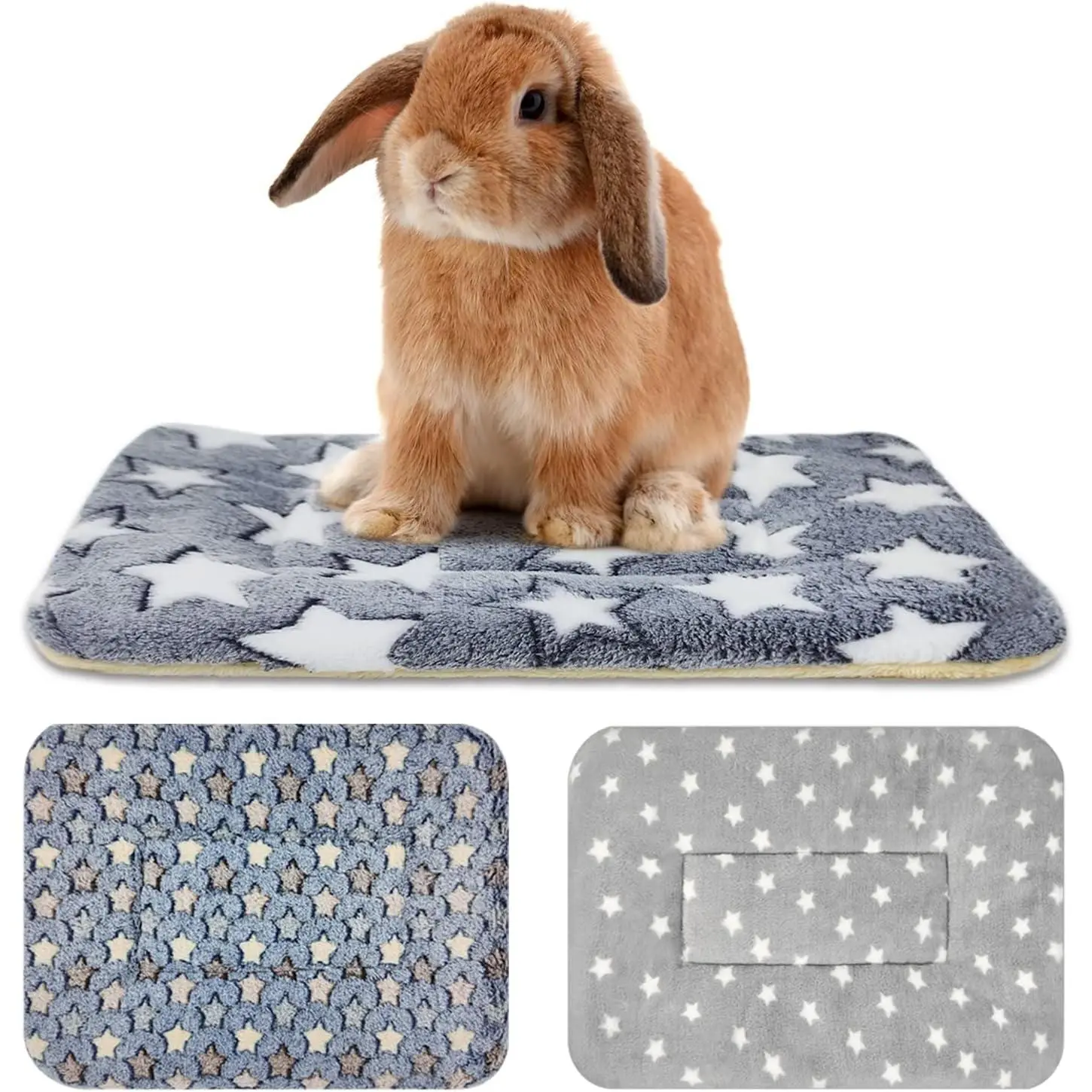 3 count  Bed, Soft Bunny Bedding, Fleece Guinea Pig Blanket | Warm Plush Sleeping Mat, Cage Liner for Hamster Ferret  Hedgehog Rat