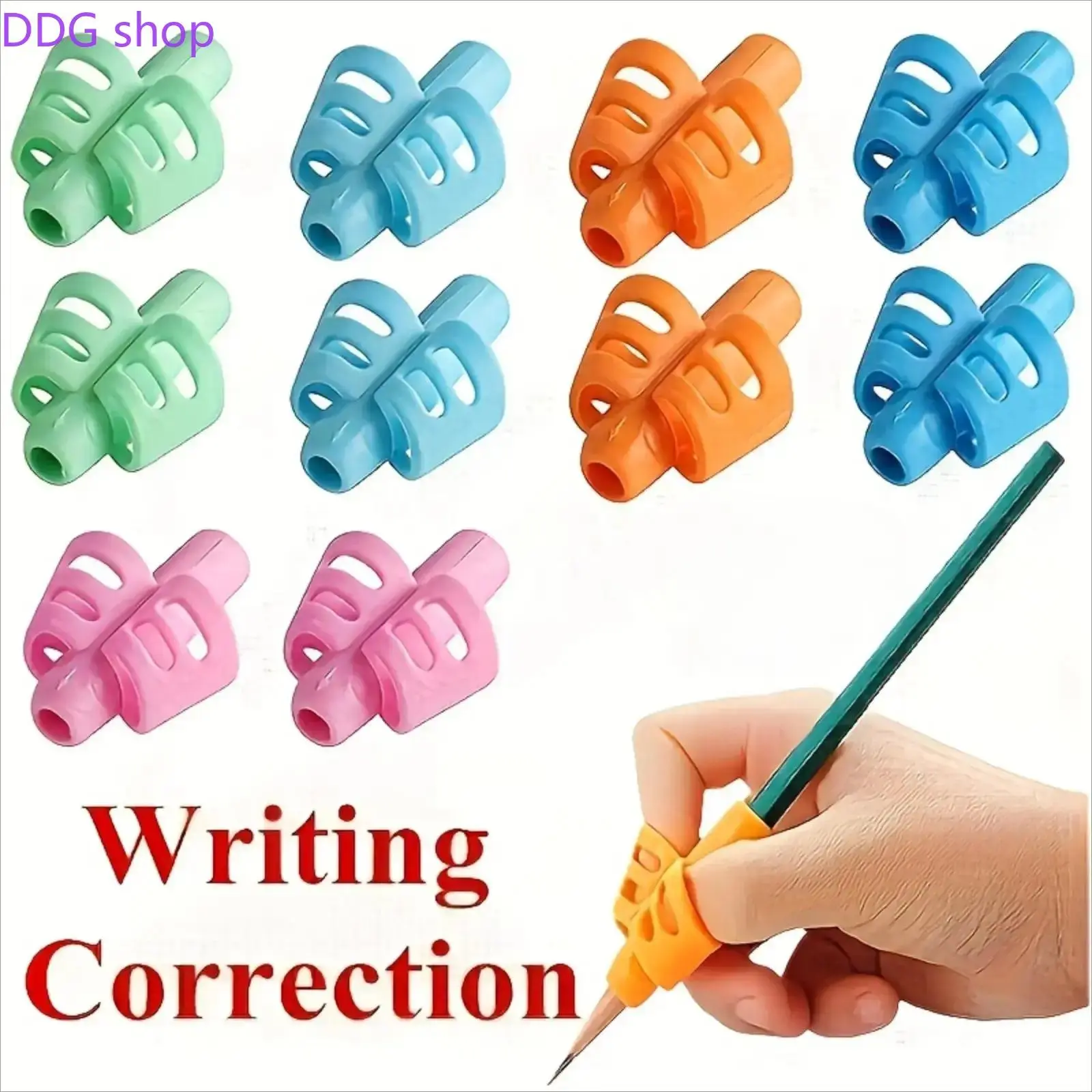 4 Pack Ergonomic Pencil Grips, Posture Correction Tool, Colorful Universal Writing Aid for Left & Right Hands, Compatible with Pencils, Pens & Art Brushes for Office, Study Use
