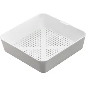 8.5-inch Floor Sink Drain Cover Alternative, Square Drain Basket for Restaurants, Use Below 3 Compartment Sink. Sink Strainer with 0.19-inch Holes, Versatile Plastic Drain Screen BasketGift