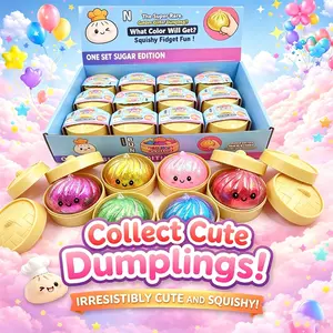 1/12 piece set - Sparkling squishy glitter dumplings with steamer, soft Fidget baozi squeeze toy, used to relieve adult stress and anxiety, soft squeeze stress relief dough - soft and fluffy squeeze toy - color random