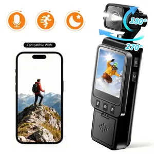Mini Action Camera Clip-On Wearable Cam, 1080P HD Recording, 270° Rotatable Lens, Color Night Vision, WiFi Connection, Loop Recording for Outdoor Climbing Skiing Cycling Vlog