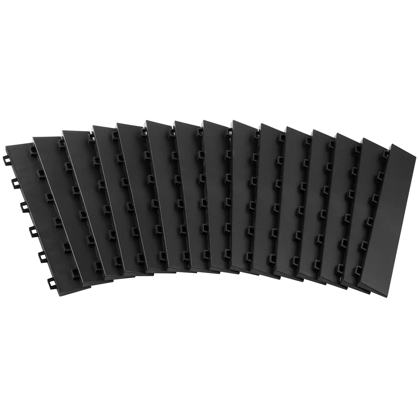 Female Garage Floors Transition Edge Kit, 15 PCS Sturdy PP Interlocking Modular Garage Floor Edging Slip-resistant, Easy Assembly Compatible Only With  Upgraded 6-Lock Garage Mats, Black