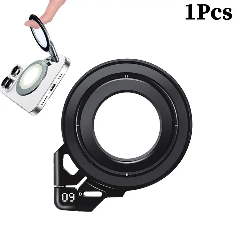 Magnetic Ring Handle, Full Rotation, Strong Dual-Sided Magnet, Aluminum Alloy Structure, Compatible Phone Holder with Grip Ring, Magnetic Phone Stand