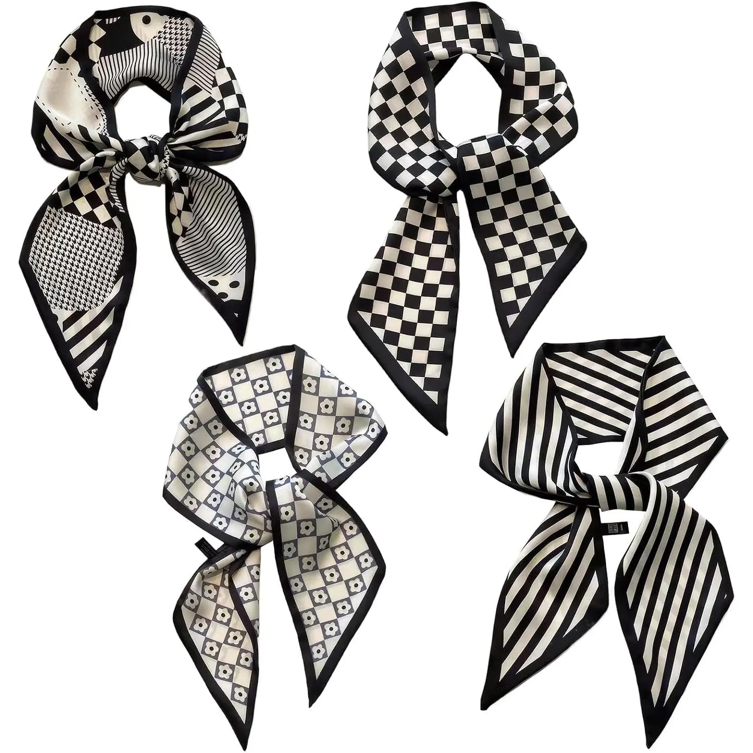4 count Purse Scarf For Handbags, Multifunctional Bag Scarf For Handbags, Classic And Fashionable, Can Be Given As Gifts To Family And , 34 * 2.75 * 0.39 inches (Black)