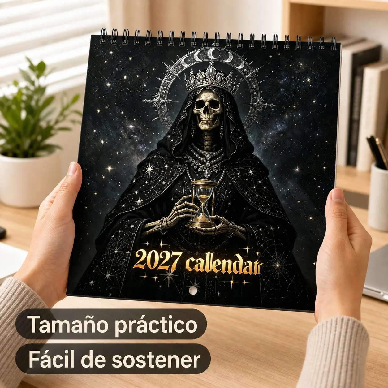 2027 Gothic Skull Wall Calendar, Starry Astrology Art Calendar, Home Wall Decor, Office Monthly Planner, Dark Gothic Style