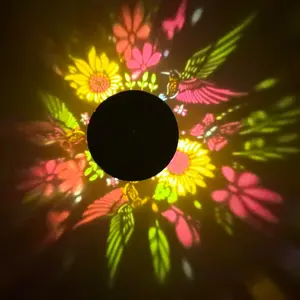 2-Pack Solar Mandala Projector Wall Lights, Waterproof Metal Fence Light, Outdoor Decor for Garden, Patio, Backyard, Courtyard