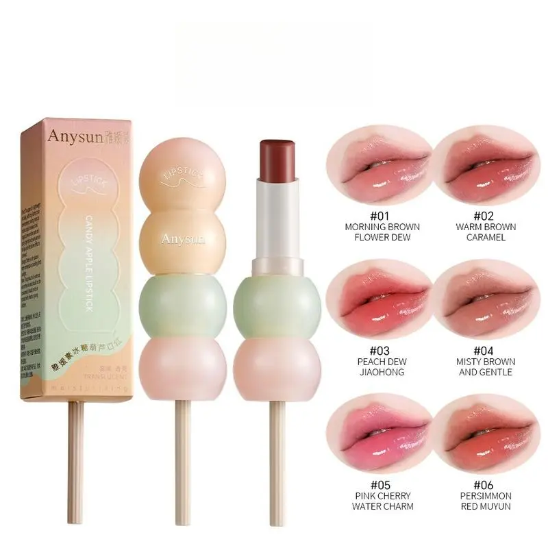 Candy Apple Shaped Mirror Jelly Lipstick, Hydrating Glossy Tinted Lip Balm,  Natural Nude Shades, Long Lasting Moisturizing Hydrate Sheer Lip Gloss, Non-sticky Plumping Lip Tint for Women Daily Makeup