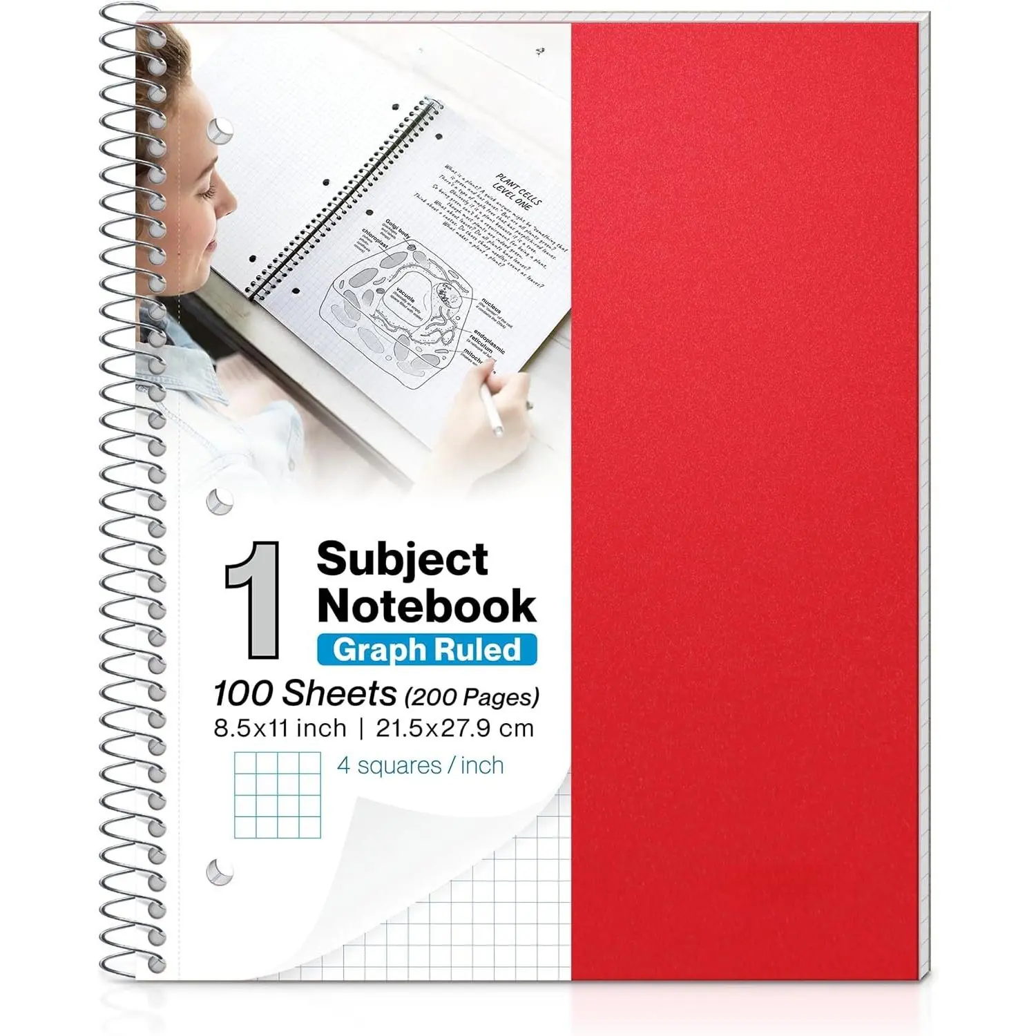 1-Subject Graph Paper Notebook 8.5x11, 200 Pages, Black