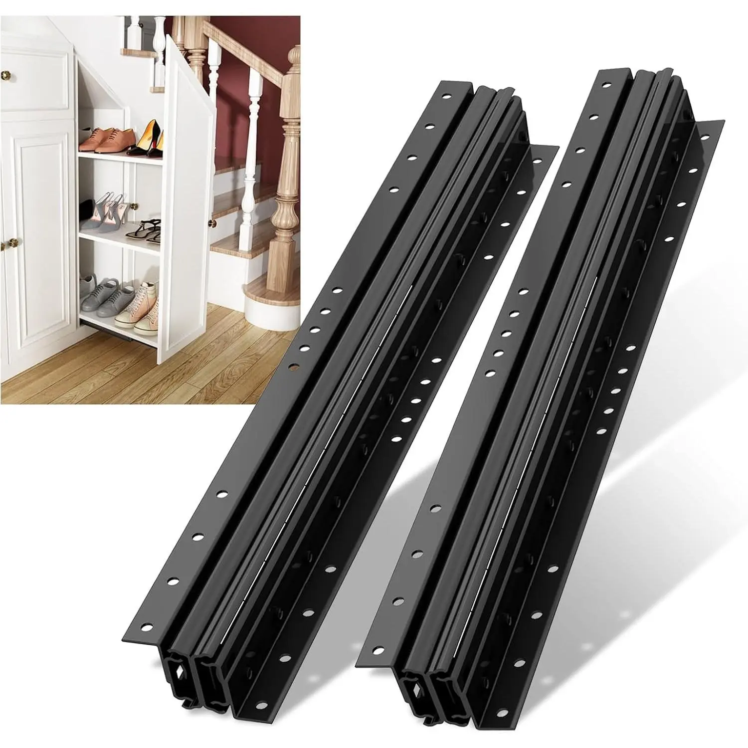 36 Inch Undermount Heavy Duty Slides, 260 lb Full Ext Ball Bearing | Concealed Mount, 2.0mm Steel, Rust-Proof, Smooth Quiet Glide, for Under-Stair, Kitchen Corner & Storage Cabinets,1 Pair