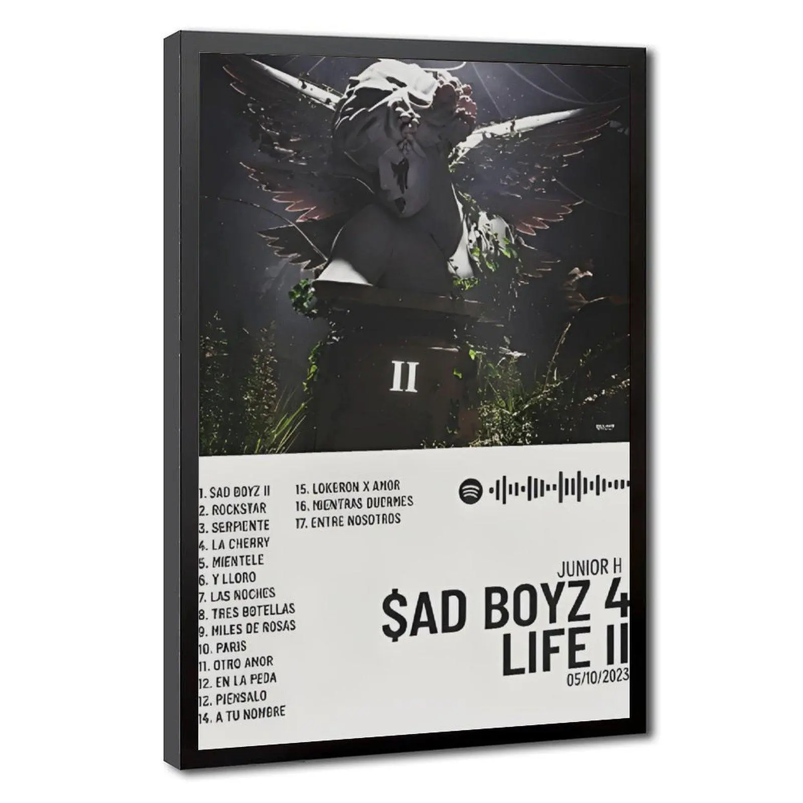 Junior H Sad Boyz 4 Life II Album Poster - Latin Rap Mexican Artist 1-Piece Canvas Print, Minimalist Hip Hop Art, Hanging Frame-Compatible Home Decor Gift