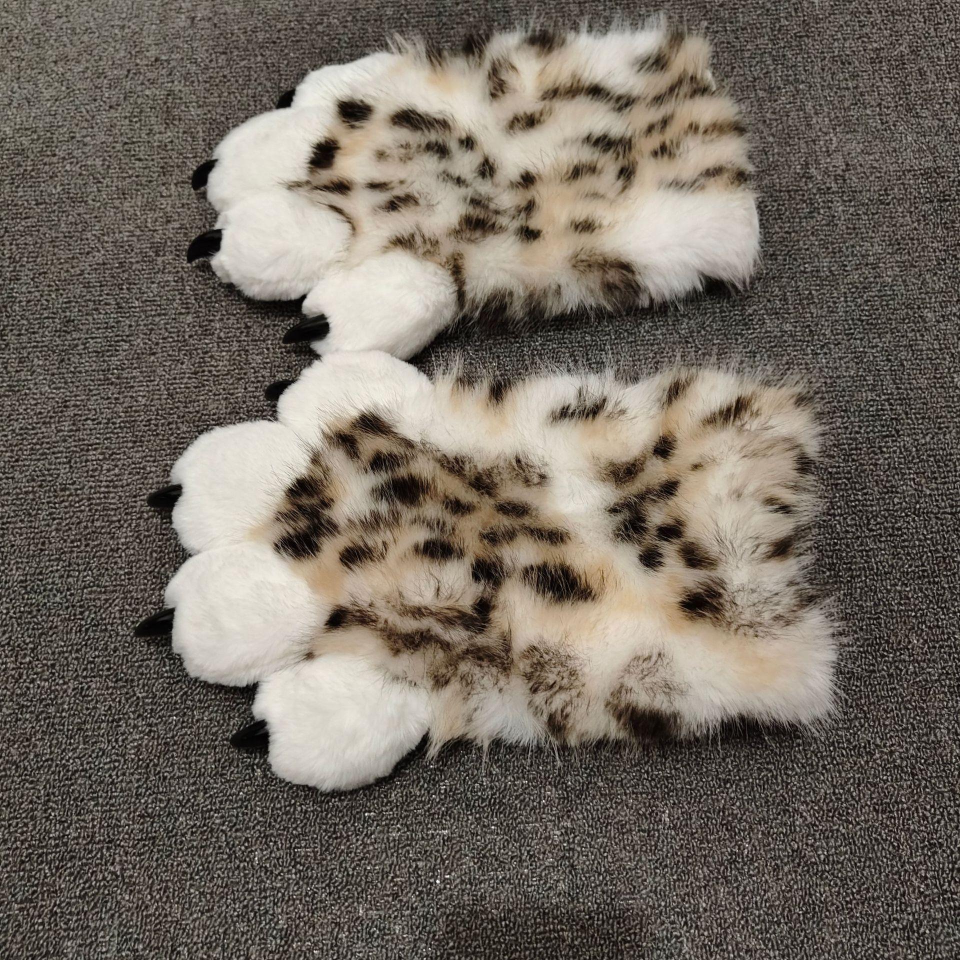 Fursuit Leopard Print Kigurumi Cat Paws Cartoon Plush Furry Cosplay Kig Costume Nail Tiger Claws Full Finger Performance Props