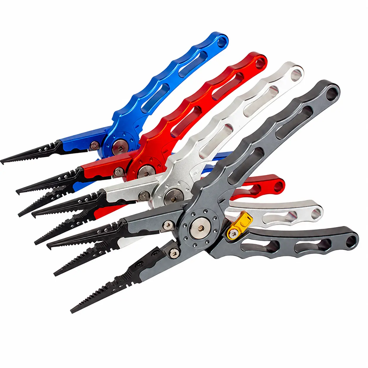 Heavy-Duty Aluminum Fishing Pliers with Secure Locking Mechanism, Tungsten Carbide Cutting Blades, Multi-Function Tool for Lure Fishing, Hook Removal, Line Trimming, and Outdoor Angling Applications