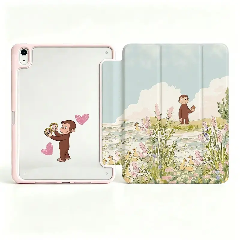 Cute Monkey Cartoon Acrylic Tablet Casing - Flip Protective Cover with Nostalgic Kids Art for iPad Air/Pro/Mini (7.9in,8.9in,9.7in,10.2in,11in,12.9in,13in) - Whimsical Electronics Accessories with Full Protection, Ideal Holiday Gift,techvibes