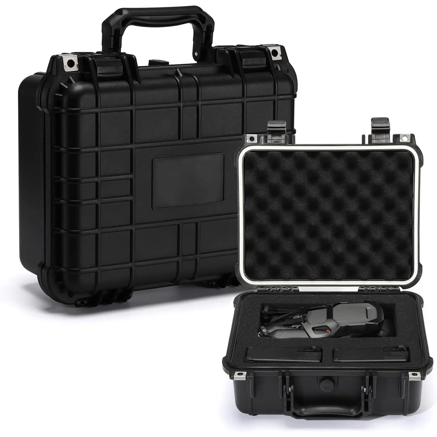 13.4" Waterproof Plastic Toolbox with Foam Insert, 13.4" x 11.6" x 6", IP67 Lockable Storage Box, Customizable Foam, Shockproof Hard Case Weatherproof Container, Protective Hard Camera Case