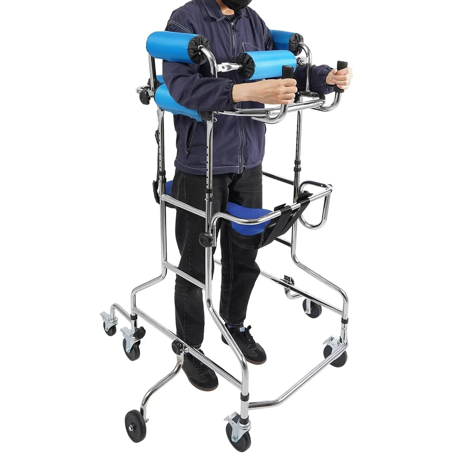 Carbon Steel Portable Adult Floorstand Walking Aid - Height Adjustable 1 Medical Standing Aid Equipment with Brake System, Home Healthcare Tool, 1 Walking Aid