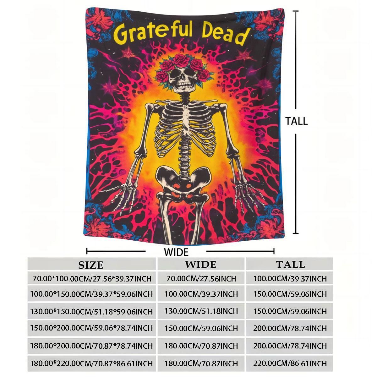 Grateful Dead Skeleton Pattern Blanket, Soft Throw Blanket, Cozy Warm Blanket, Air Conditioning Blanket, Warm Nap Blanket, Stylish Blanket for Home Office Travel, Halloween
