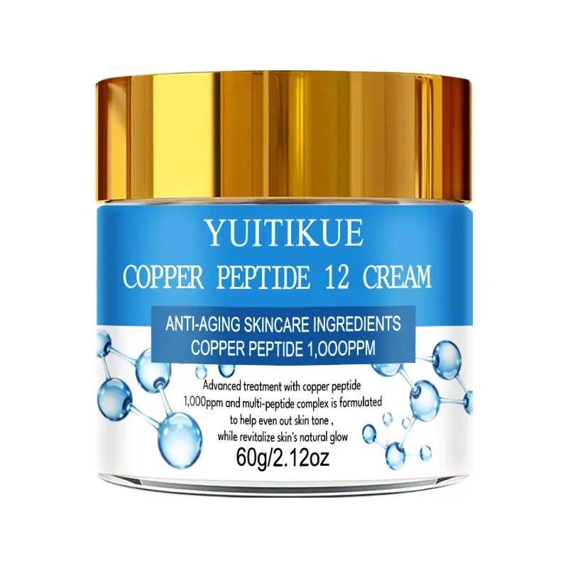 Yuitikue Copper Peptide 12 Cream, 1000ppm Copper Peptide + Peptide Complex, Daily Anti Aging, Even Skin Tone, Radiant Glow, 60g