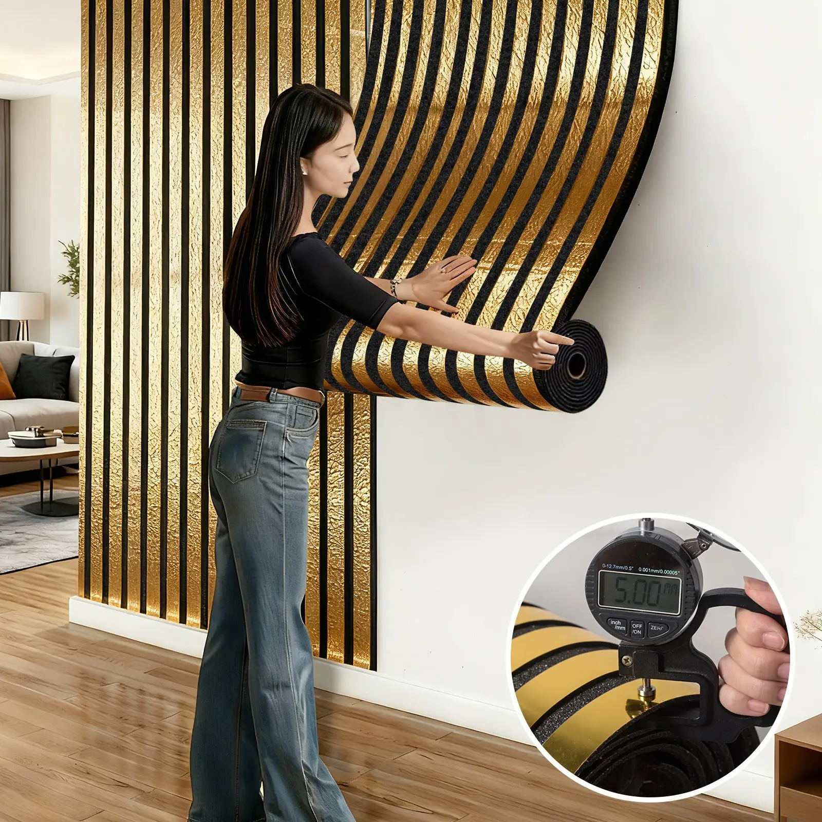 Thickened Retro 3D Framed Grooved Self-Adhesive Wallpaper, Decorative Wallpaper with Glossy Metallic Surface, Easy to Peel and Stick, Removable, Waterproof. Ideal for Living Room Accent Walls, Kitchen Surfaces Peel and Stick Wallpaper Roll for Bathroom