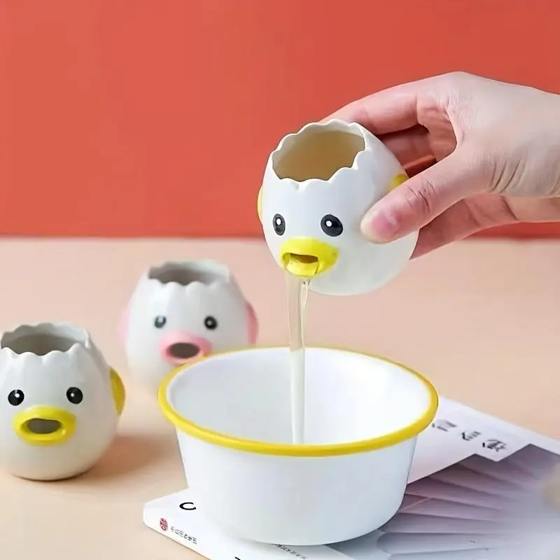 Ceramic Cute And Adorable Chick-Shaped Egg Separator, Protein And Egg Yolk Filter, Multifunctional Egg Holder