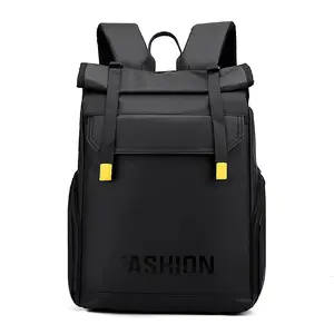 New Men's Rollable Shoulder Backpack with Large Capacity, Casual Bag, High-Grade Nylon Foldable and Rollable Backpack
