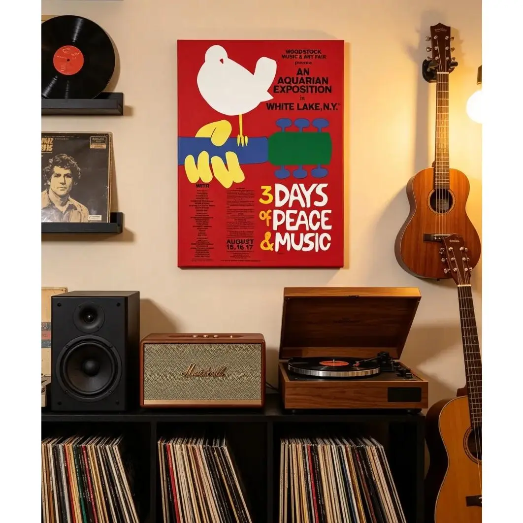 Woodstock Poster, Vintage Music Poster, Concert Print, Retro Print, Lineup Poster, Music Festival