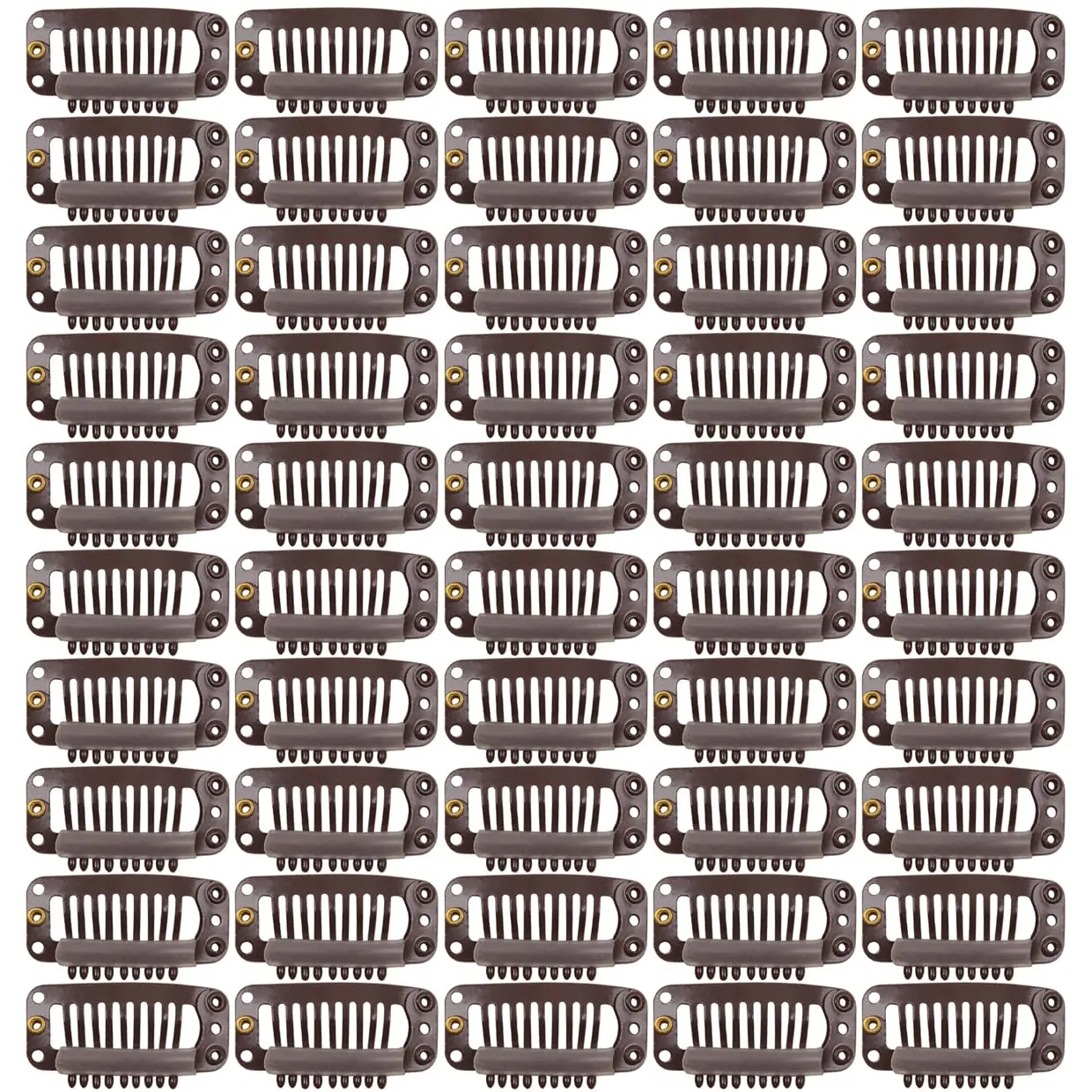 50 count Hair Extension Clips 28mm 8- Wig Clips for Hair Extensions & Hairpieces (Dark Brown)